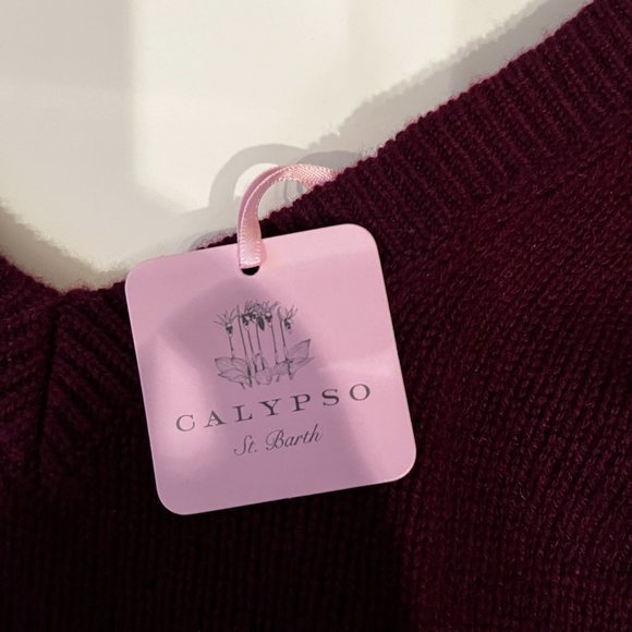 Calypso 100% Cashmere Plum V-Neck Sweater / Size Medium / NWT (Ret: $295) - Picture 5 of 16